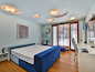 There are three bedrooms on the ground floor, in addition to a gym and a small kitchen